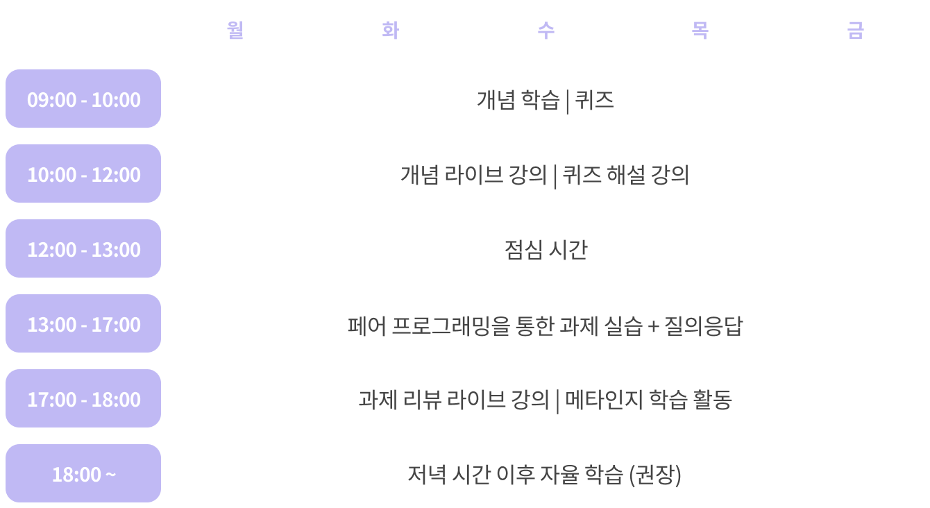 백엔드 시간표